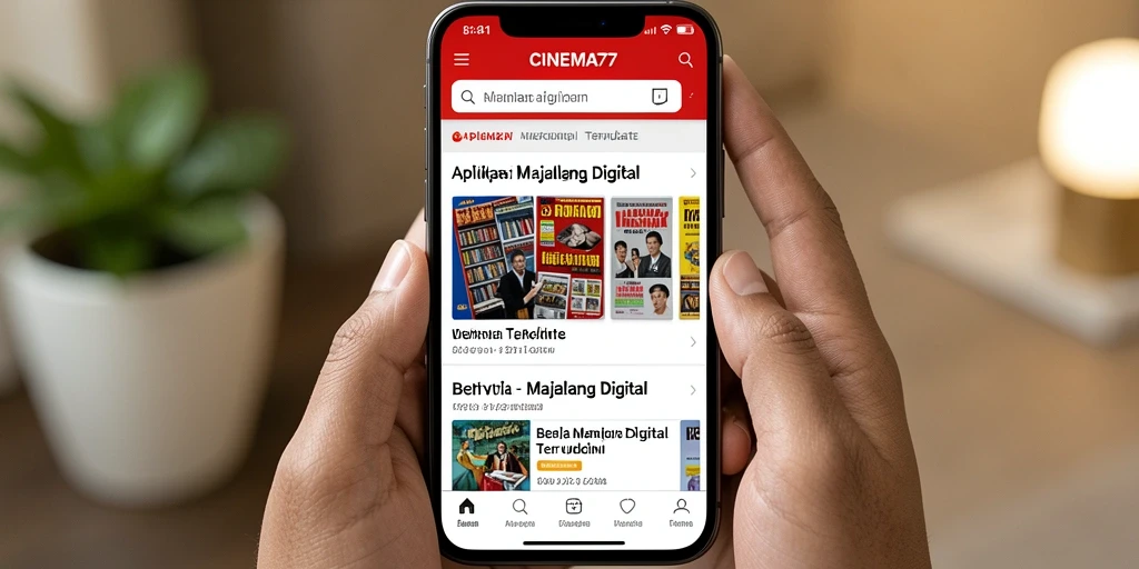 Tampilan antarmuka aplikasi CINEMA77 yang menarik dan informatif.