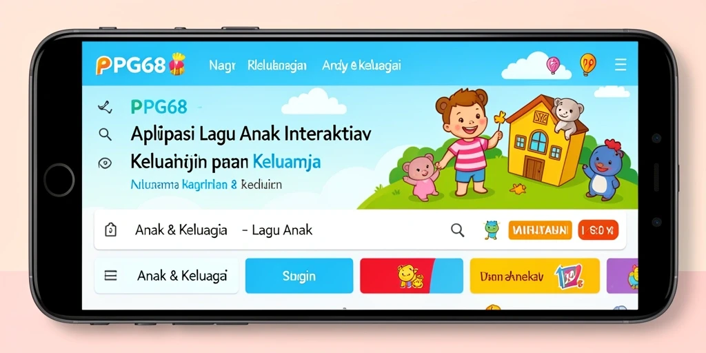 Antarmuka PGG68 yang ceria dan penuh warna untuk lagu anak.