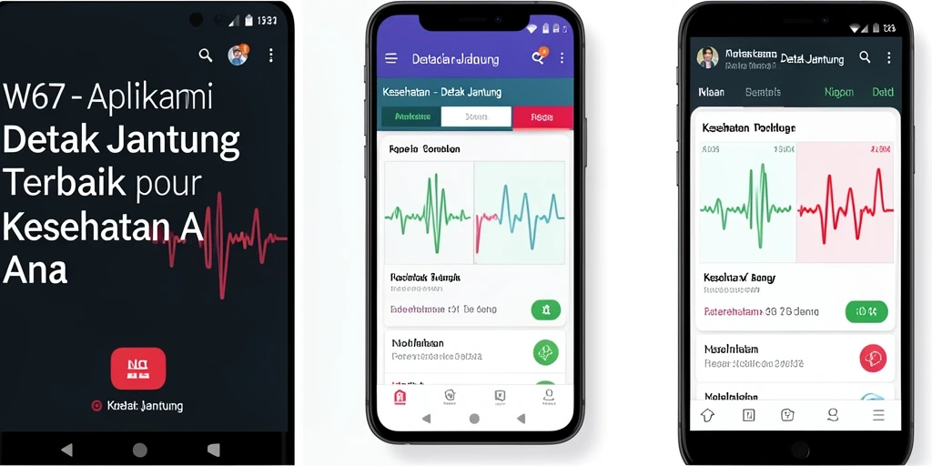 Antarmuka aplikasi Detak Jantung W67 yang sederhana dan informatif.